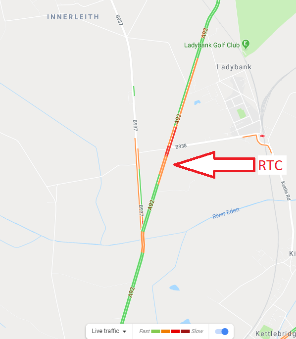 trafficscotland's tweet photo. NEW❗⌚11.25
#A92 ⛔CLOSED⛔
#A92 is closed in both directions between the #B937 and Ladybank due to an RTC
Emergency services are on scene
#DriveSafe @NETrunkRoads https://t.co/jCmLvHmUs1
