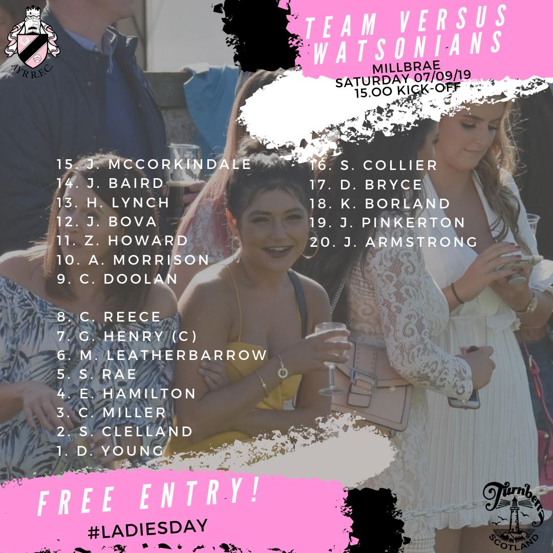 BREAKING | Here is your Club XV to take on <a href="/WATSONIANFC/">Watsonian FC</a> tomorrow... Did we mention it's FREE ENTRY?

©️Henry leads on #LadiesDay
9⃣&amp;🔟Senior Academy duo
🔙 from injury is James Armstrong

ayrrugbyclub.co.uk/index.php/arti…