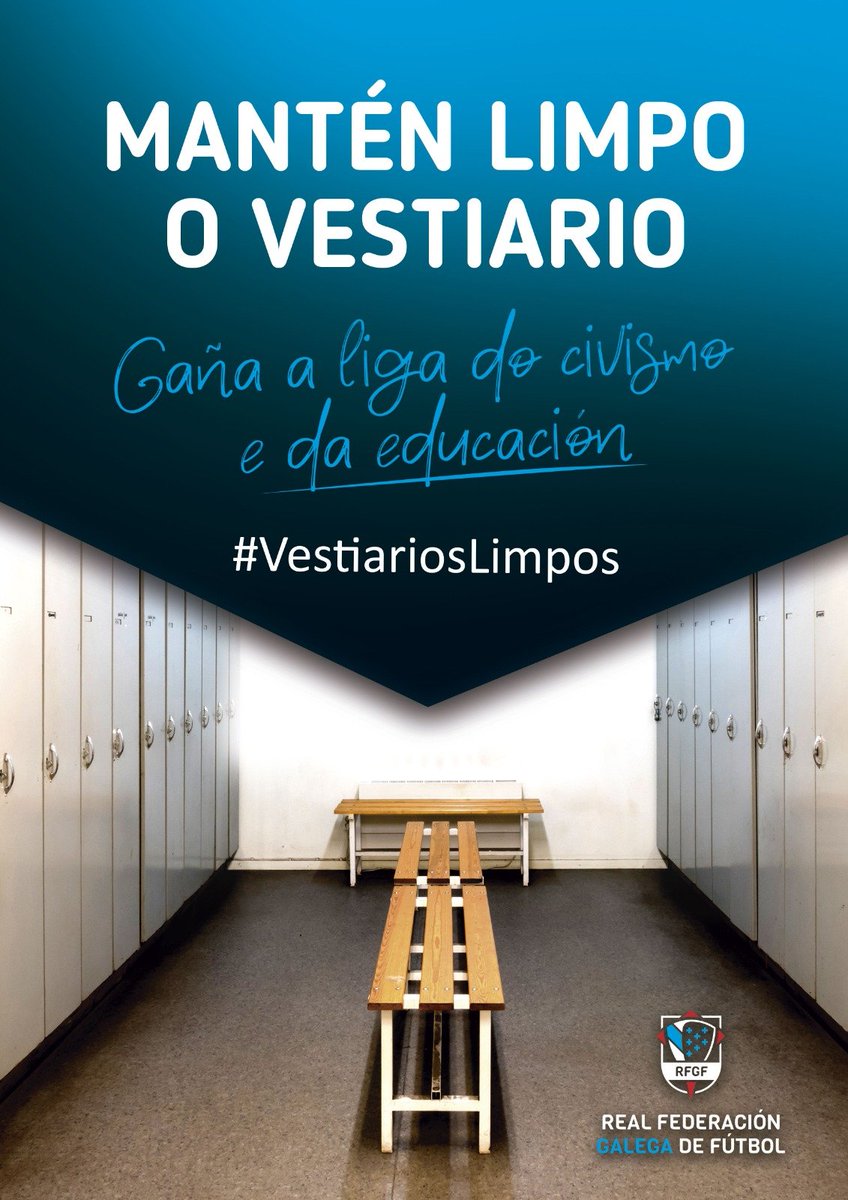 🎓 A RFGF sanciona desde esta tempada aos clubs que deixen sucios os vestiarios

🙌 Esta medida pioneira está a ser todo un éxito

🏆 "Gaña a liga do civismo e da educación"

🧹 #VestiariosLimpos

🔛 Que rule