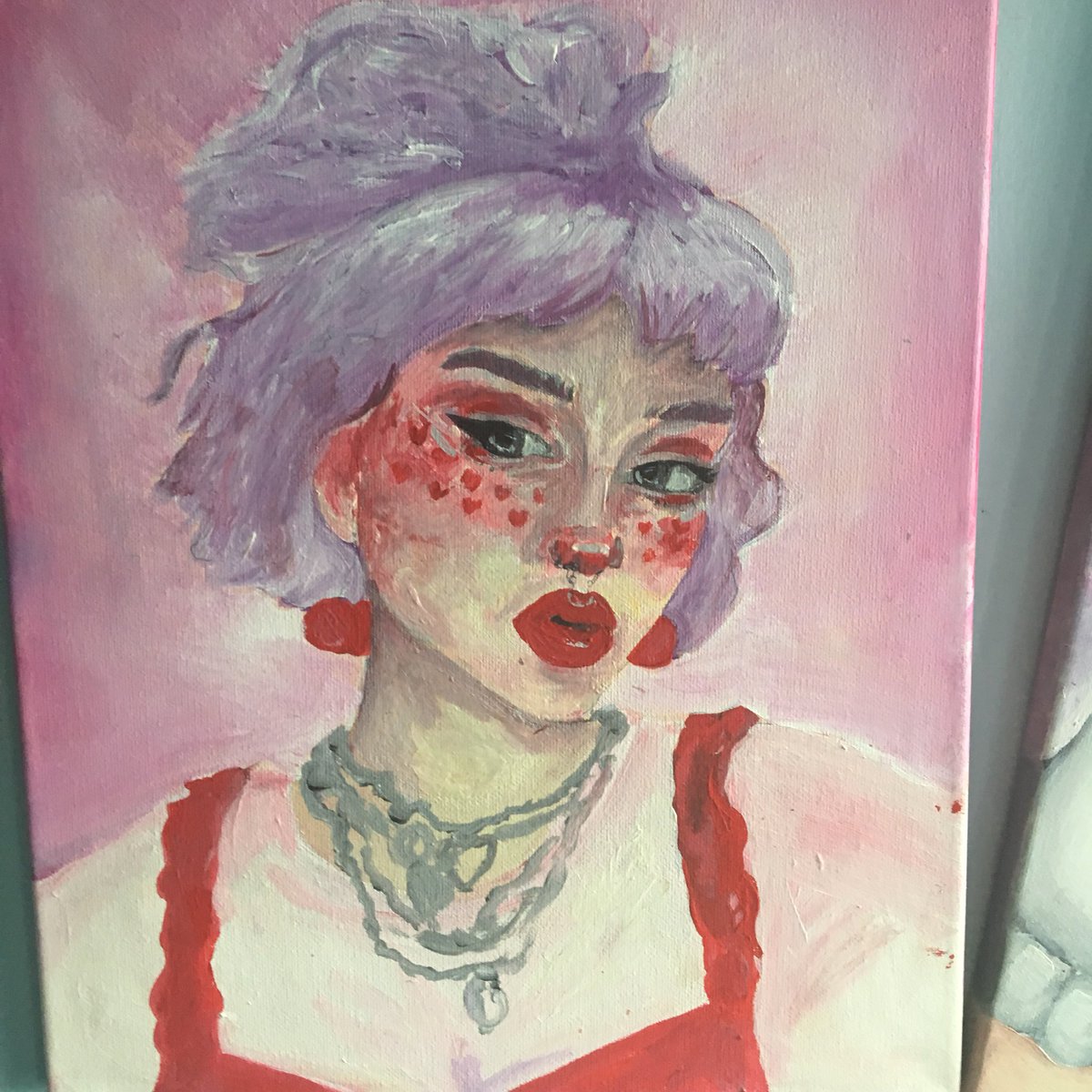 My daughter painted this but she isn’t happy with it. I think it is awesome. I don’t think she believes. Tell me what you think maybe she will believe you. Have a great week everyone. She is so going to kill me. So if I don’t respond I am dead.