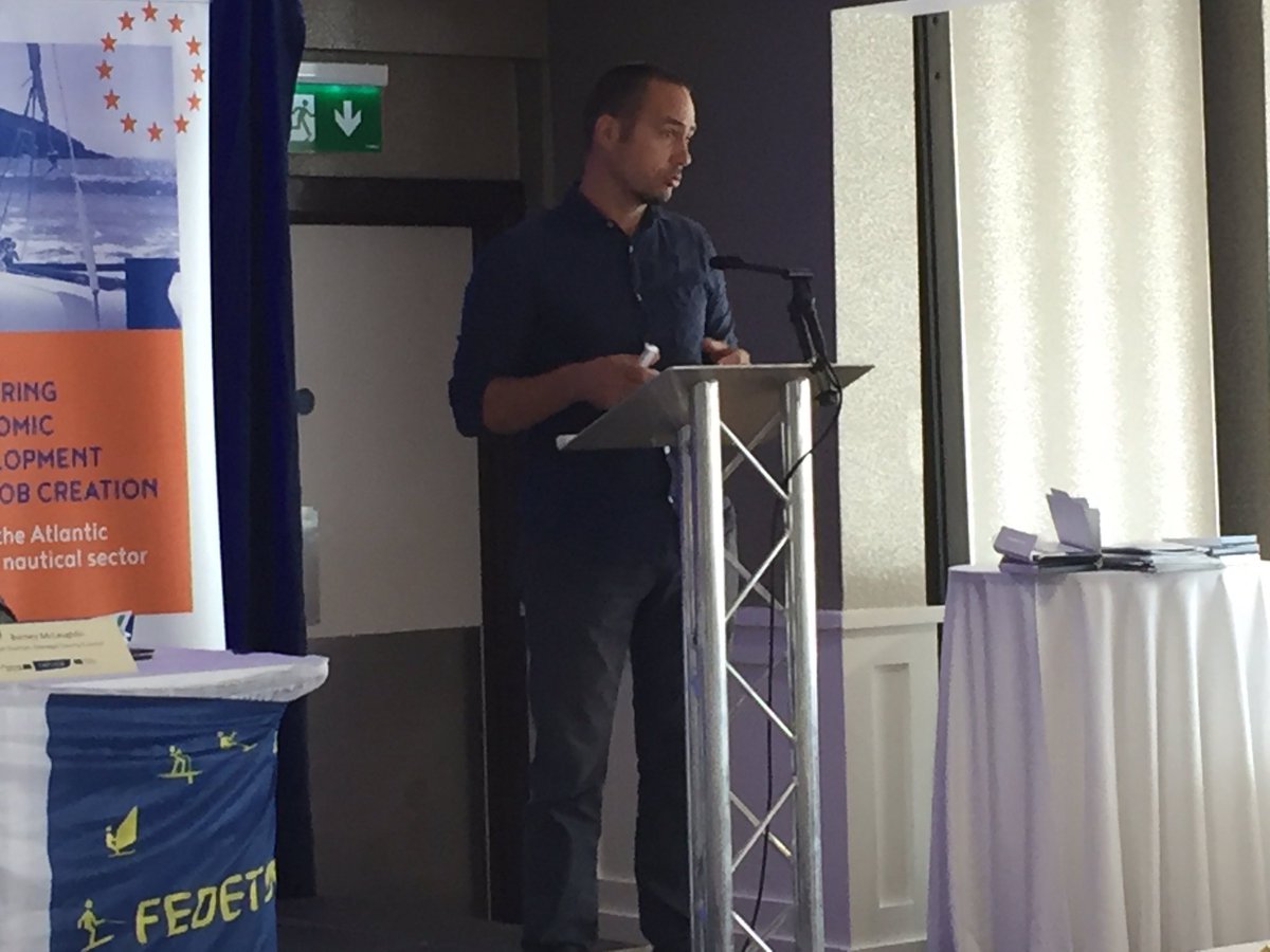 govisitdonegal's tweet photo. Our final speaker at our conference is Gwénaël Le Maguer of @UBS_universite and #Capiten project and is talking about designing and building more eco friendly boats. #MarineConference https://t.co/bbKZnUB0kX