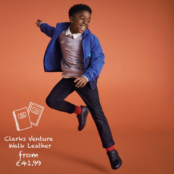 treadfresh's tweet photo. Walking to school has been proven to boost concentration in class! Clarks collection will provide them with unbeatable comfort every step of the way - https://t.co/PvjxZ6UmGP https://t.co/yy5Bru7f2x