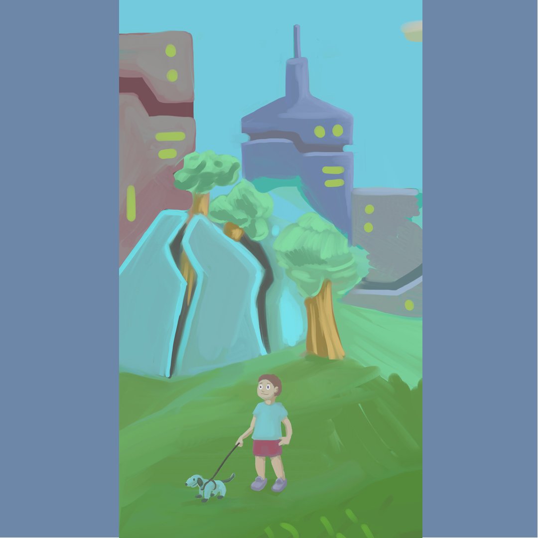 aipetscom's tweet image. Just a guy walking his robo-dog. Nothing out of the ordinary. 👀 Can't wait to share my full book with the world! #writingcommunity #illustrator #amillustrating