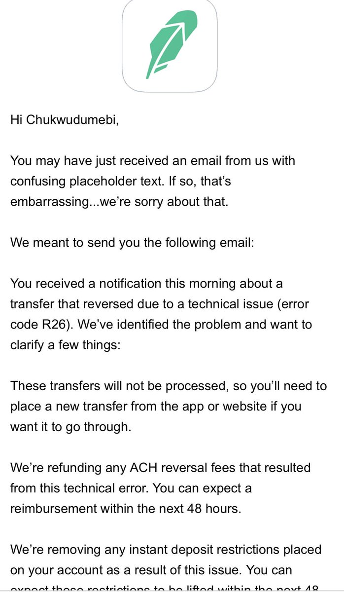 Robinhood Help On Twitter Last Night We Encountered A Technical Issue That Caused Transfers To Fail We Re Really Sorry This Happened This Was An Issue On Our End And Of Course The