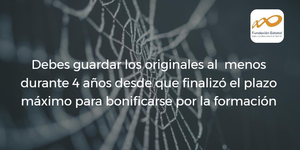 Durante cuánto tiempo debo guardar la documentación de la formación bonificada