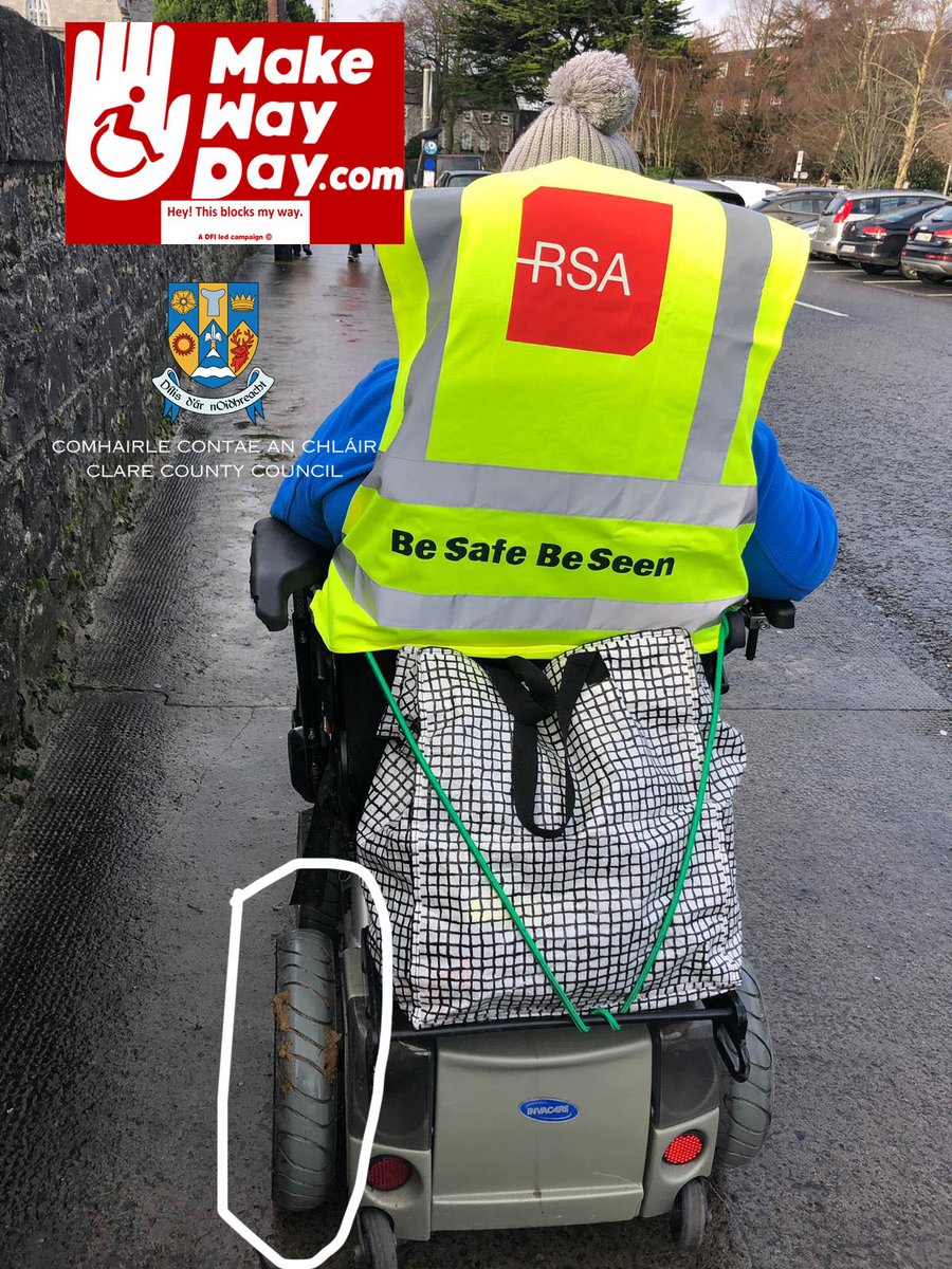 People who allow their dogs to foul footpaths also make it difficult for wheelchair users who have to try and get around it, or if they’re unlucky they go through it which fouls their wheelchair.
#makewayday #makewayClare 
@makewayday @disabilityfed
@AgeFriendlClare