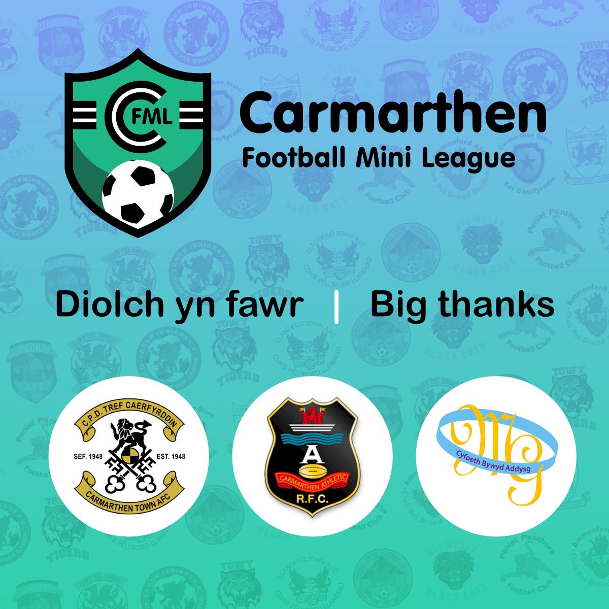 IT’s TIME ⏰ ⚽️‼️

As we are less that 24 hours for our teams to kick off the 2019/20 season. 

We kick to wish all players, volunteers &amp; clubs involved in the Carmarthen FML all the best for this coming season. We also wish Good Luck to all the teams

1/3