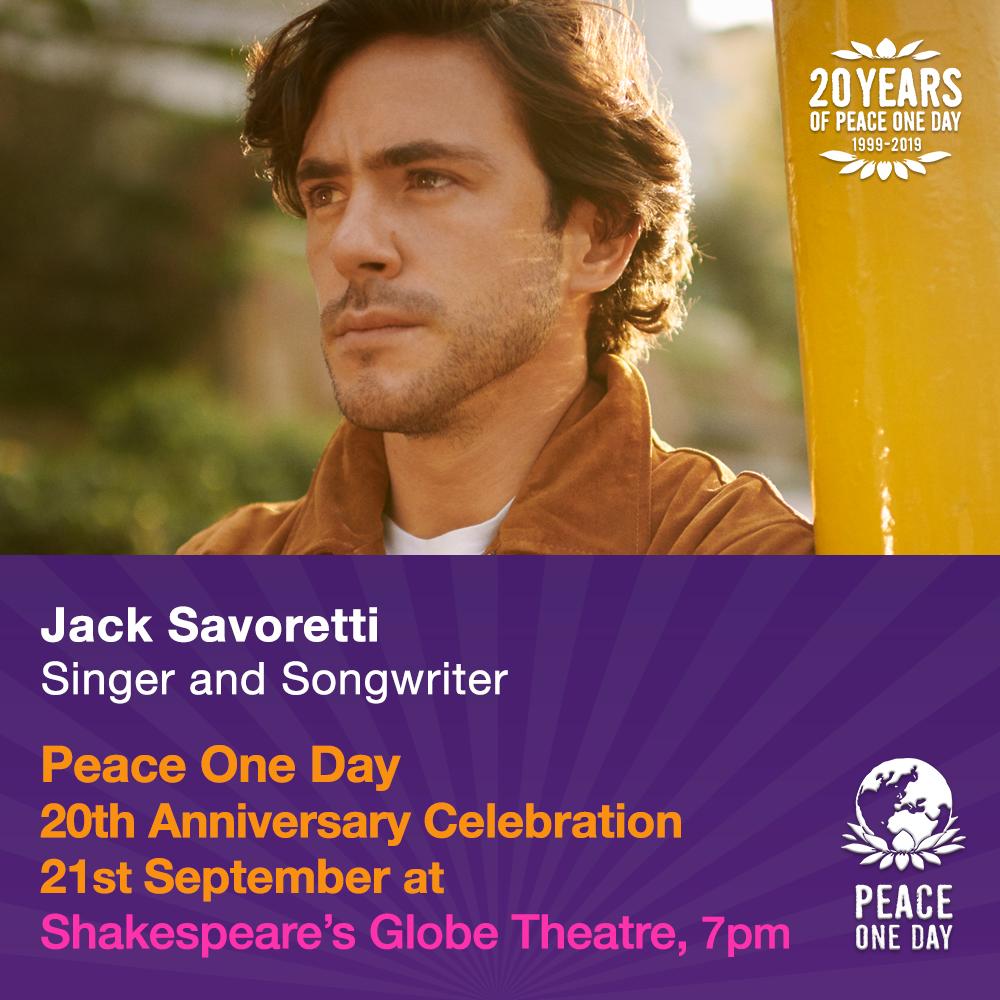 JackSavoretti's tweet photo. So excited to be playing at @The_Globe in London later this month, as part of @PeaceOneDay's 20th Anniversary Concert. It's going to be a great celebration!

Get your tickets here 👇 https://t.co/g0BsJT90lZ

#Peaceday #Peaceoneday #Doyourpeace #Peacebypeace https://t.co/dhQbOWA8Nn