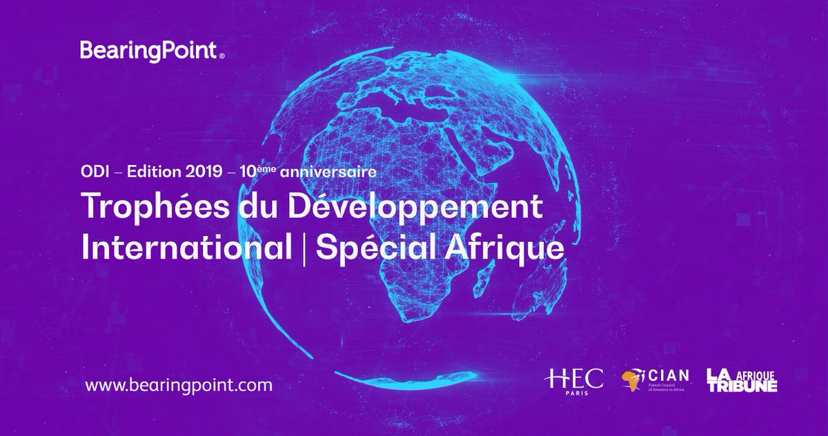 [#Événement] BearingPoint et ses partenaires HEC, La Tribune Afrique et le CIAN remettront les Trophées du Développement International récompensant les entreprises françaises les plus performantes dans leur développement en Afrique le 19 Novembre 2019!🏆🌍 bit.ly/2lYQD8o