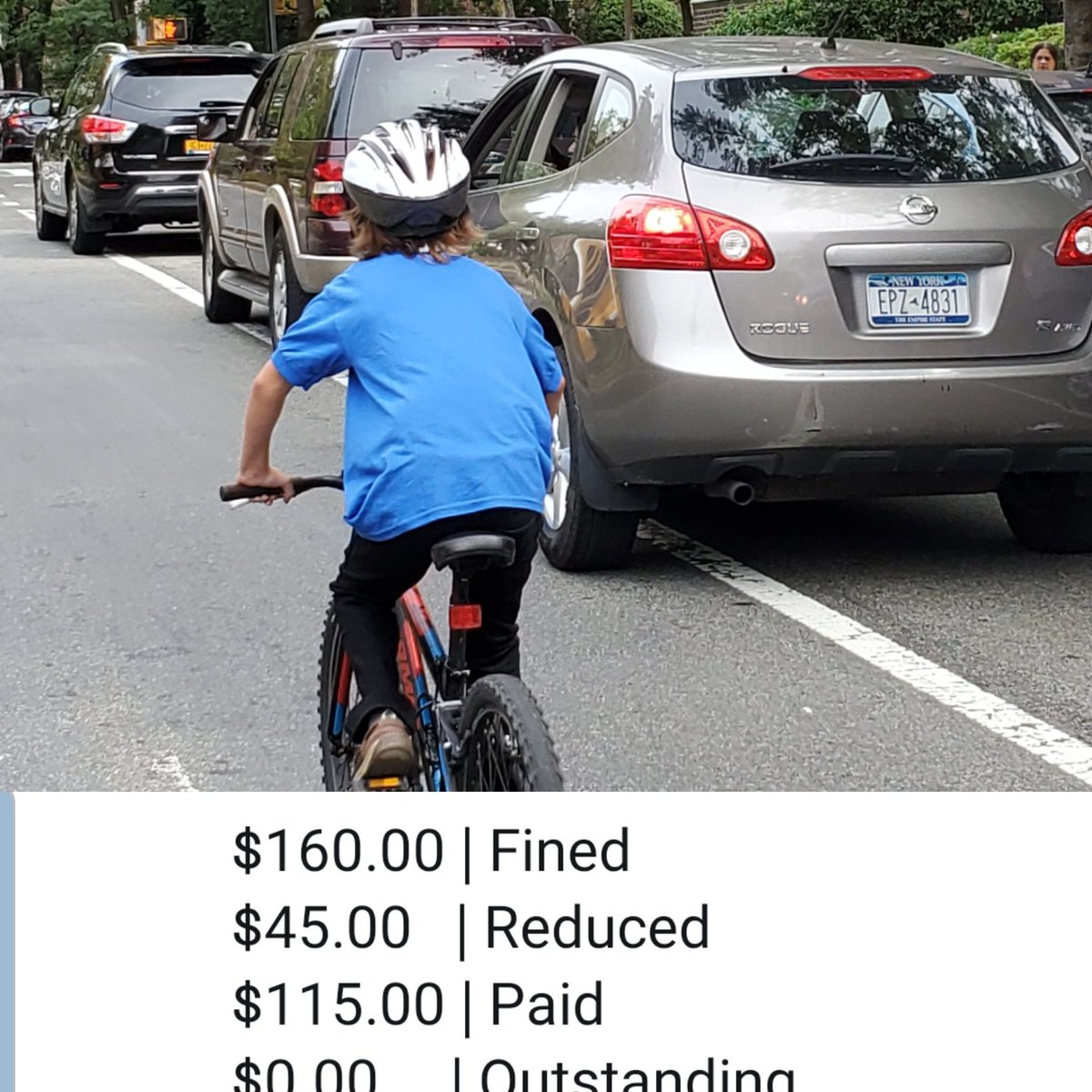 MakeQueensSafer's tweet photo. We need #visionzeroforschools  #NYCparents - Here are some double parkers, #bikelaneblockers in  #VisionZero #bikenyc. Paired w/ known fines from @HowsMyDrivingNY . Near @NYCSchools #IS145, which had a 12 or old killed in 2014- another very seriously injured, this year. Thoughts? https://t.co/fh4SJ827Ir