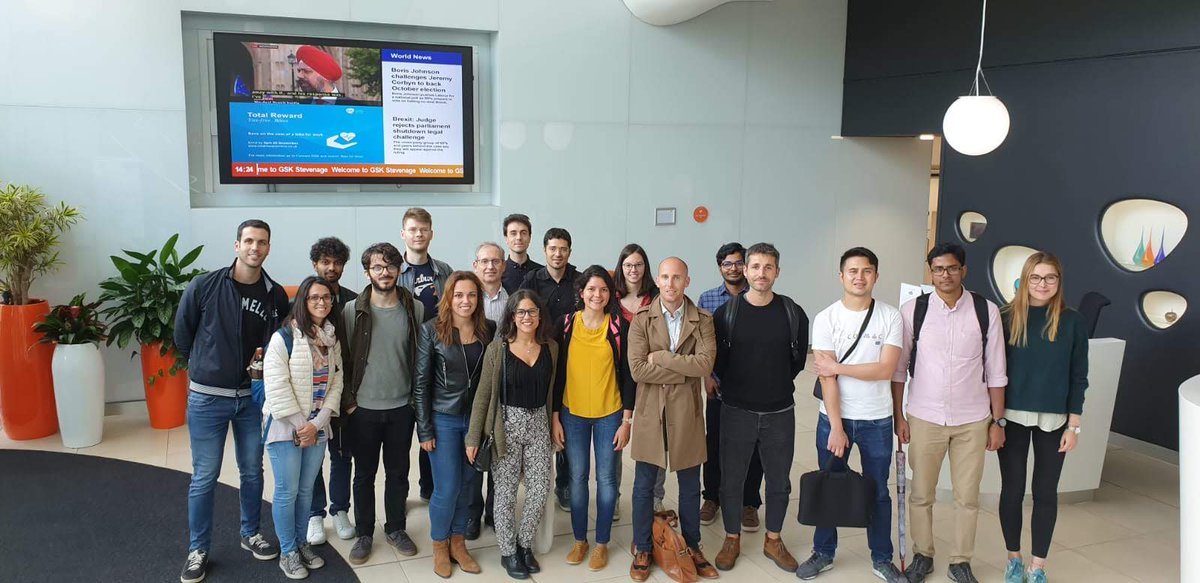 ETN_COSMIC's tweet photo. Insightful meetings/trainings, cheerful drinks/food sessions and eye-opening visit to @GSK UK... the last COSMIC meeting had it all. Thanks @uclchemeng for the amazing organization. #MSCA @MSCActions  🧐🤯🍻🥂🍔💊💉🧪 https://t.co/fVB03Ug590