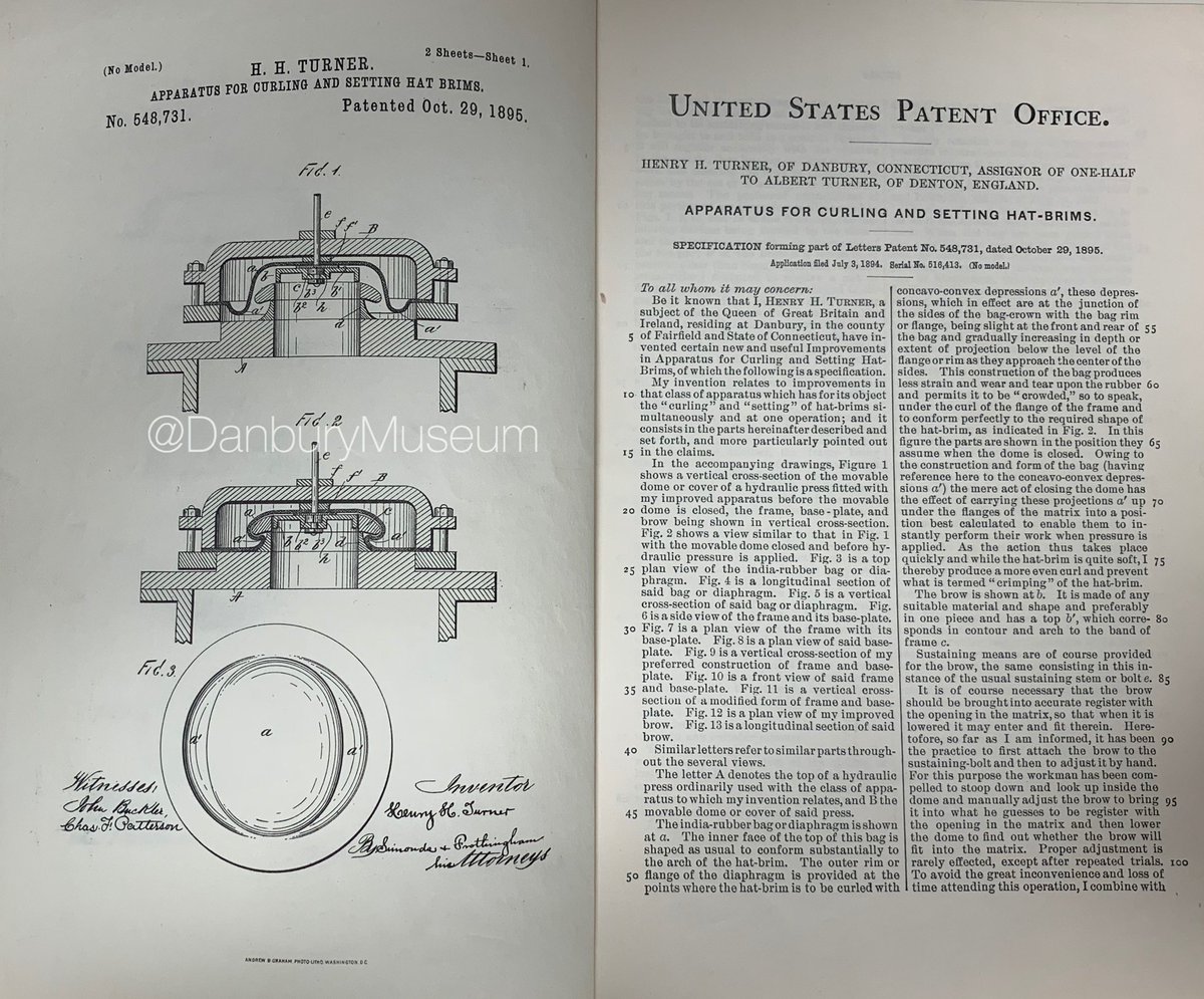 Hello #ArchivesHastagParty people! Danbury’s the name, hatting was our game. The Turner Machine Co (notice...rabbits go in, hats come out 😳) held several patents that now live in our hatting files. #hatcityhistory #archivesinventions