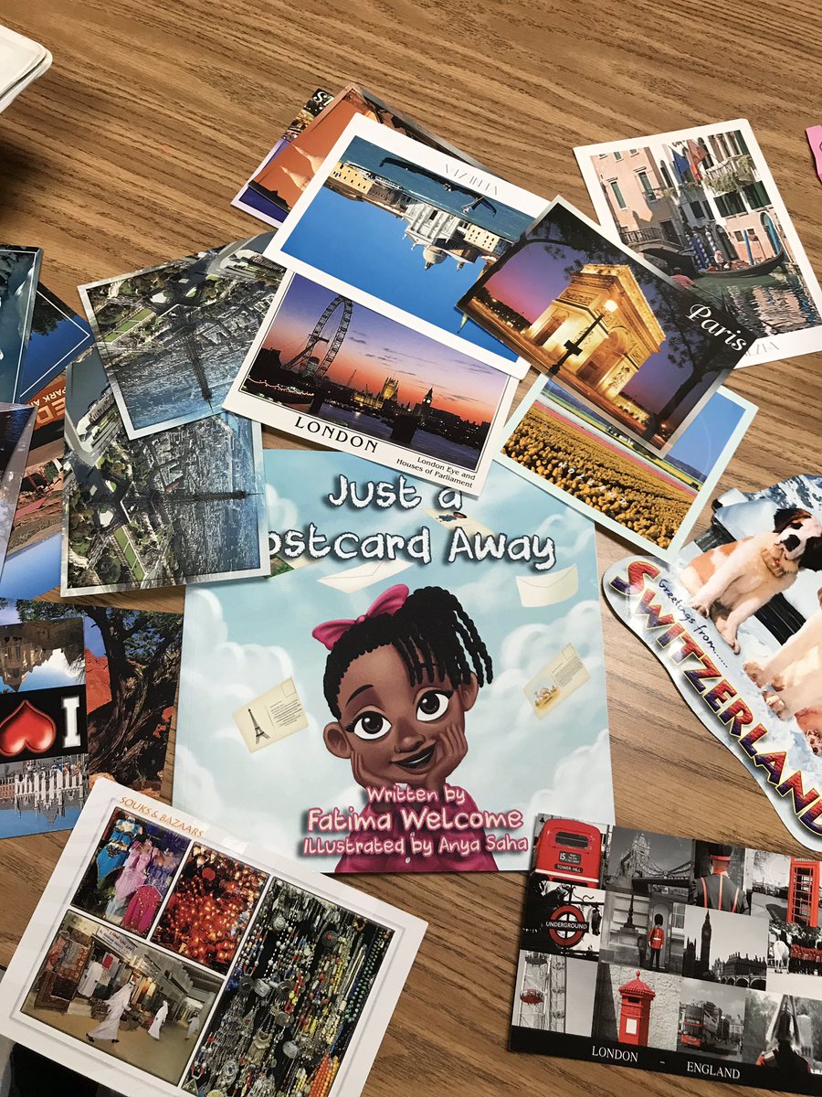 teachreadydeer's tweet photo. @APSDeerwood students get excited about reading &amp; their teacher’s postcard collection https://t.co/Ec7SxaQ2U5