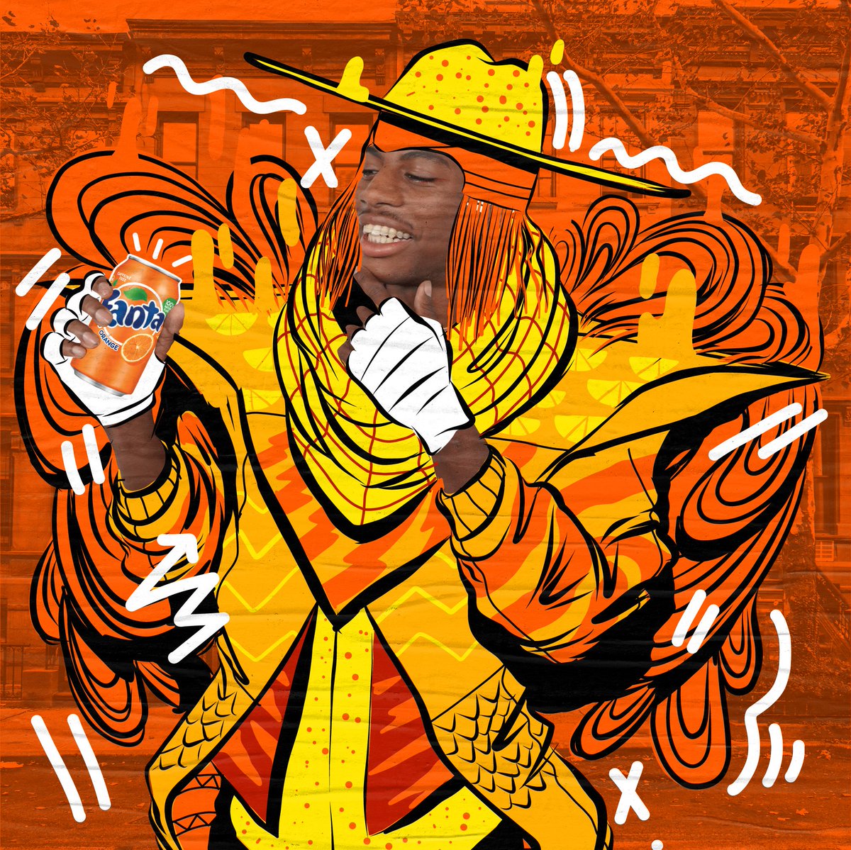 fanta's tweet photo. Lewks like Fanta L00qs. #NYFW #fashionweek #ItsAnOrangeThing https://t.co/SukRait6yn