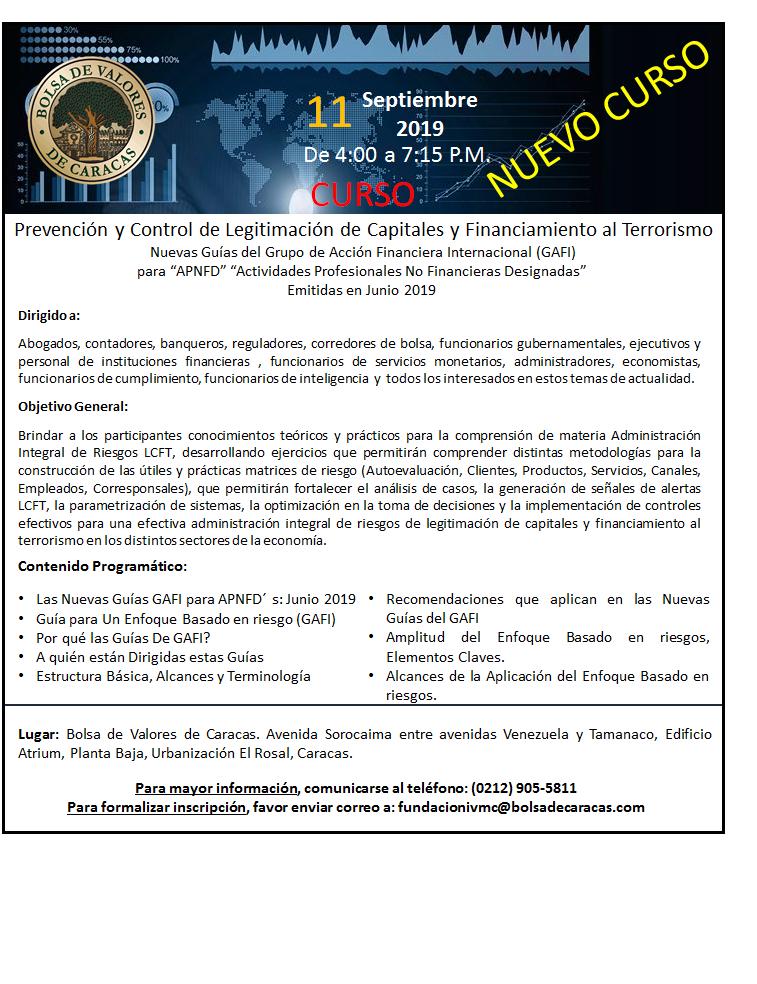 Bolsacaracas's tweet image. #06Septiembre Cursos disponibles en la Bolsa de Valores de Caracas para el mes de septiembre 2019. #Venezuela #Caracas @Bolsacaracas