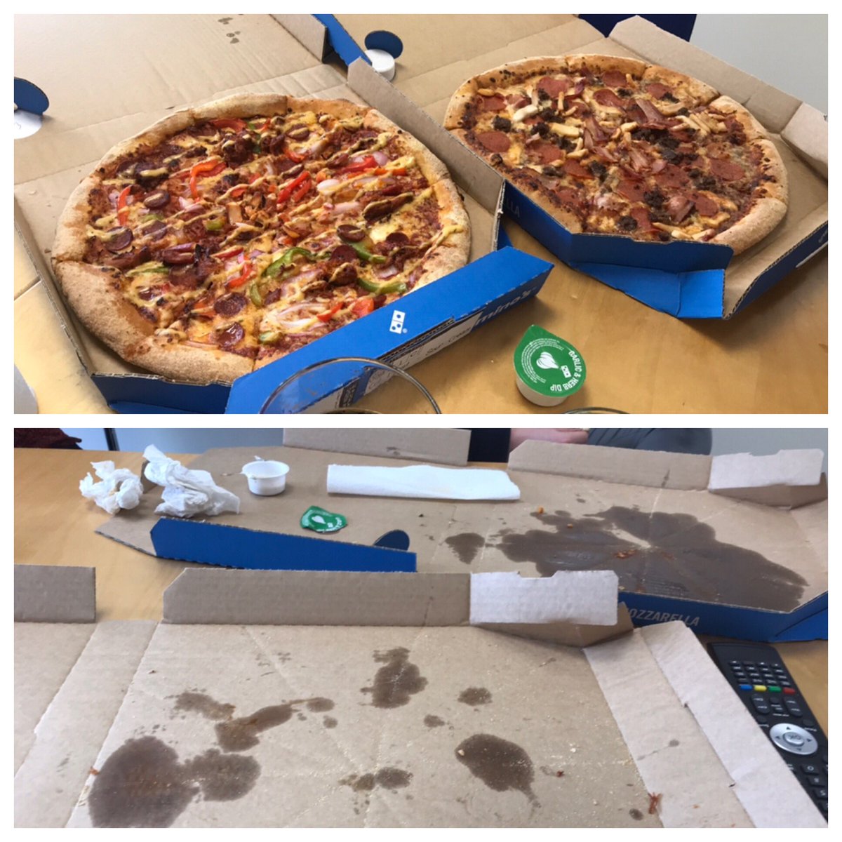 Circle2Success's tweet image. Before and after in the office for Pizza Friday 😋 Evidence all removed but the office smells like Dominios 😂#windowsopen #fulltummy @SuzanneC2S @AngelaEdwards64 @j4mesbussey12 #Steph #Georgie