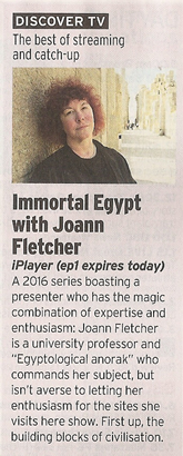 Very nice line in Radio Times - who wouldn't want to be described as an 'Egyptological Anorak'?  Catch it on the iPlayer whilst you can!