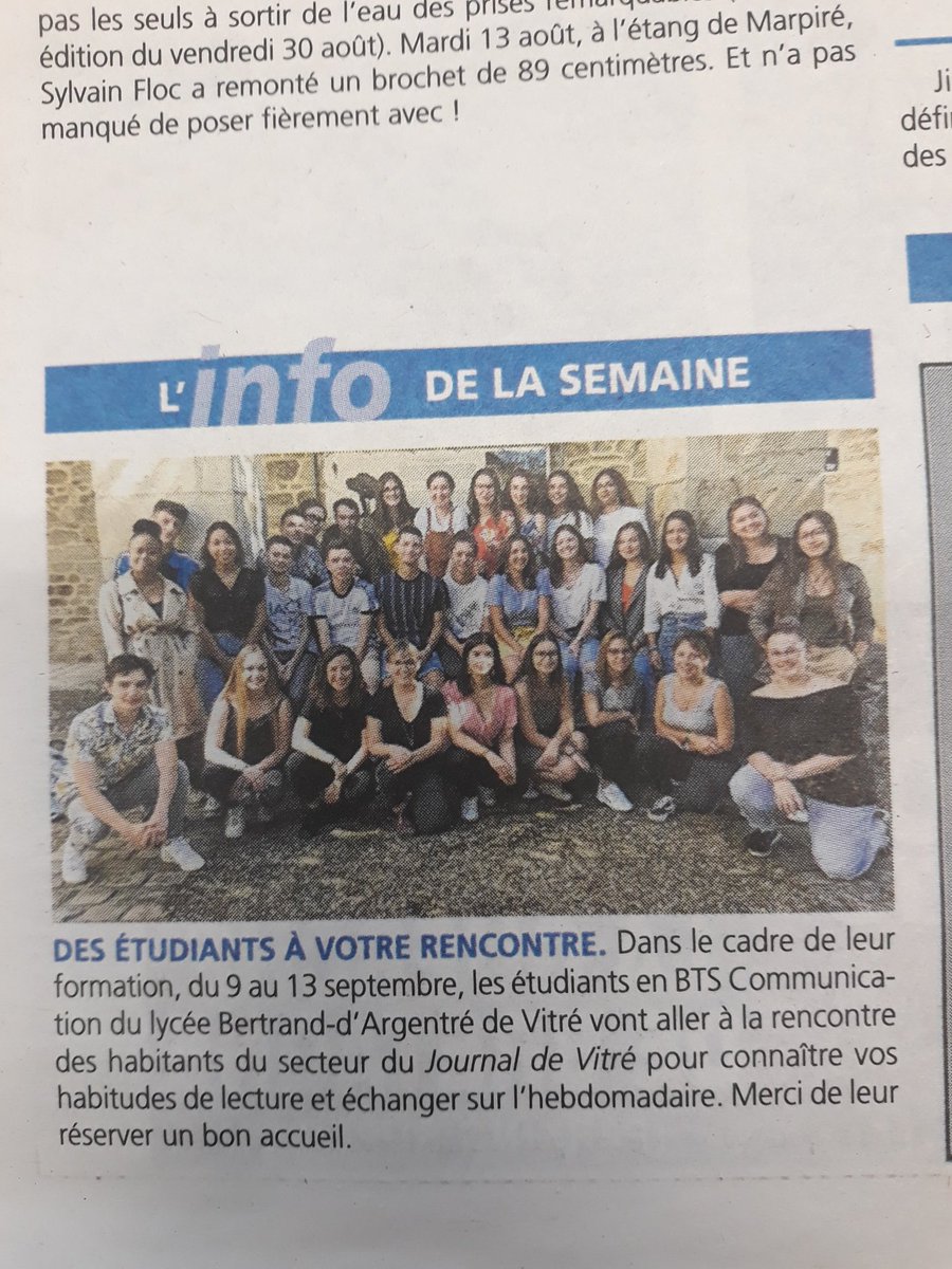 PhilippouAlexa1's tweet photo. Retrouvez la promo 31 du @BTSCOM_LBA la semaine prochaine à vos portes pour un échange sur les journaux de Vitré ! Nous sommes prêts pour partir à votre rencontre...
#journaldeVitré #StageCommercial  @LbaLettres https://t.co/JegqIDmarY
