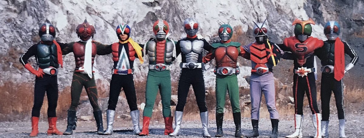 劇場版「仮面ライダースーパー1」よりPR用の9人ライダー…撮影場所は金