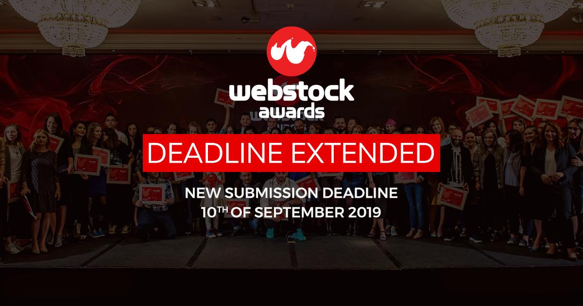 2019 a fost un plin de campanii creative. Si cum vrem sa nominalizam cat mai multe dintre ele la Webstock Awards, prelungim deadline-ul pentru propuneri pana marti, 10 septembrie, ora 12.00! 🎉👏🚀

👉 Afla detalii pe bit.ly/WebstockAwards…
🔥 #webstockro #webstockawards #awards
