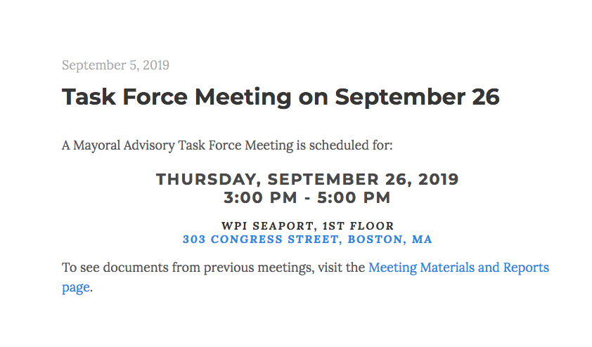 FortPointer's tweet photo. JUST SPOTTED ONLINE: Northern Ave Bridge Task Force meeting has been scheduled for 9/26.
https://t.co/tGU0UiGwhD @RVA_Boston https://t.co/EocXIHVmgc