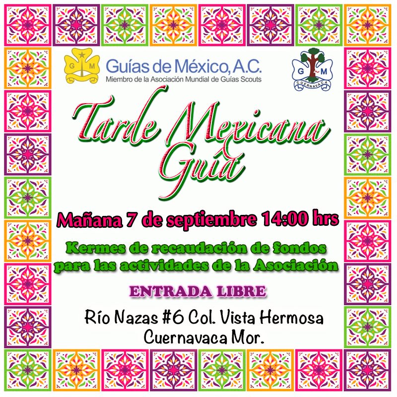 CVAGuiasMex's tweet photo. Mañana en #SábadoDeGuías recuerda que tenemos una cita en nuestra #TardeMexicanaGuía en #DistritoCuernavaca Los esperamos con muchas ganas de divertirnos, compartir, comer rico y disfrutar de la familia de #GuíasDeMéxico y todos los que nos quieran acompañar 😀☘️ https://t.co/5aUhhr7wRi