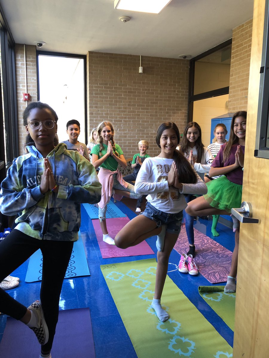 My Den students were very excited to try yoga for the first time! Here’s a picture of them practicing tree pose. ♥️ #middleschoolyogis #gmsbrave