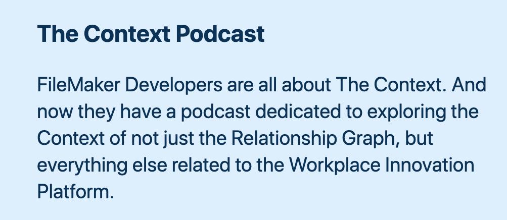 soyjavidura's tweet image. Jeremy Brown y Todd Geist hablan sobre la importancia del contexto en #FileMaker en el nuevo podcast &apos;The Context&apos; (en inglés)
thecontextpodcast.com
@toddgeist
@JLBmagic