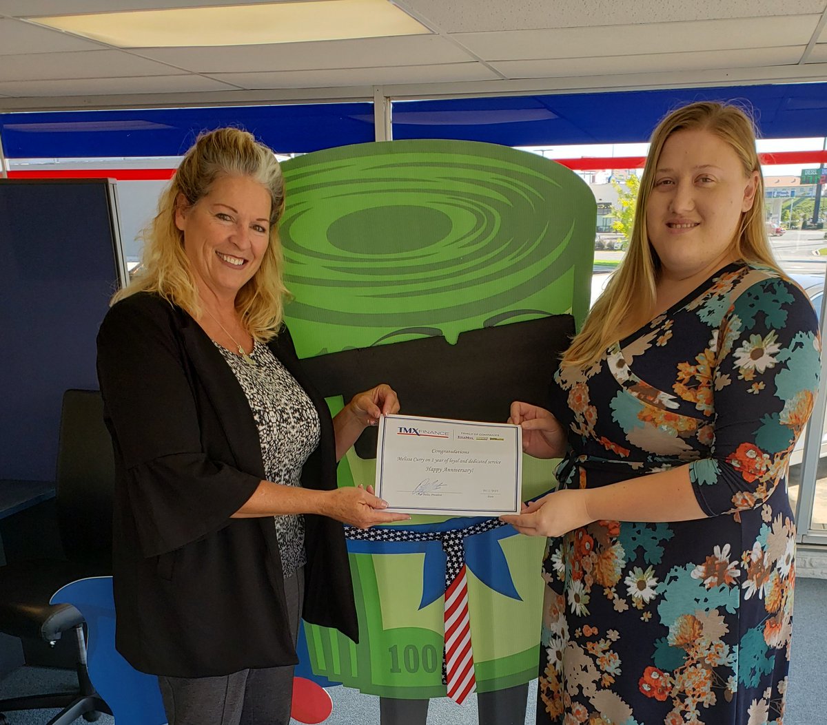 Congratulations Melissa Curry for your 1 year anniversary with the TMX Family.  Thank you for your dedication and shining bright.