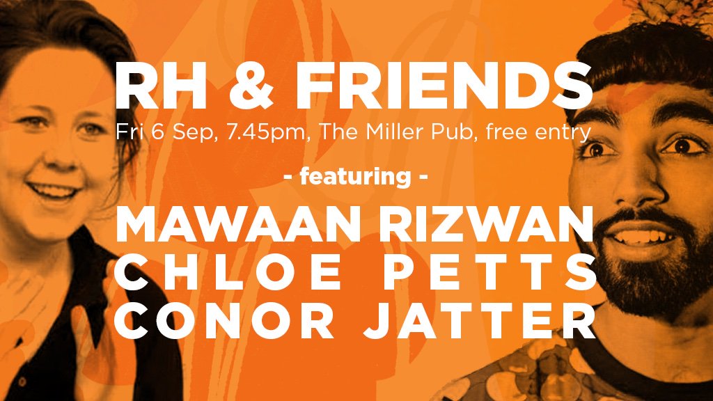 therhexperience's tweet photo. We're back baby!!! And this month we're joined by @MawaanR and @ChloePetts! π
Tonight. @hooplaimpro at @themillerpub. Doors 7:45. Kick off at 8. FREE ENTRY! πβ¨
You know what to do. πͺ https://t.co/MUPYfMEpLw