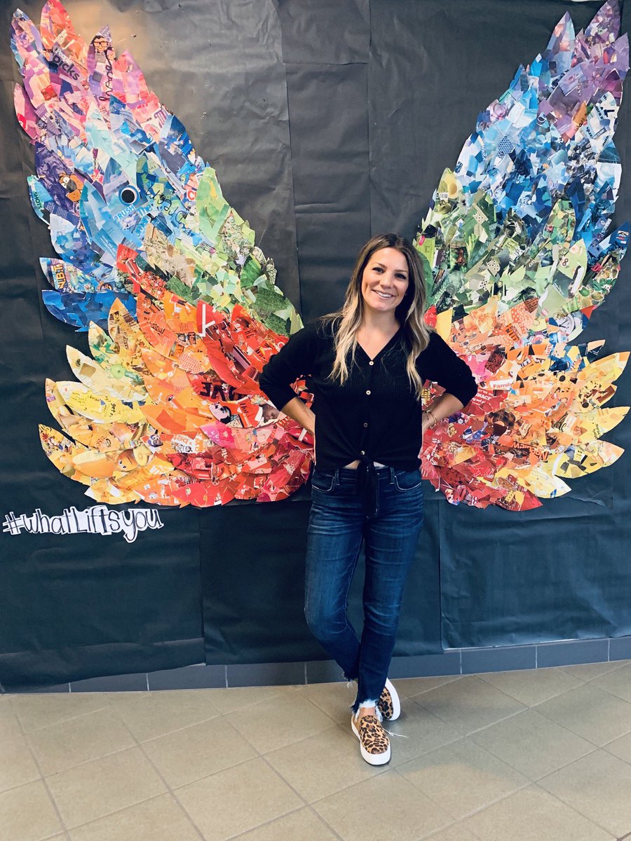 I can’t take credit for the beauty of these wings because it was our amazing students who created each individual feather! #whatliftsyou #kelseymontagueart