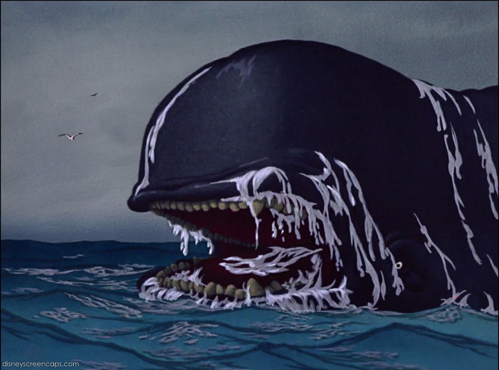 TheDMVault's tweet photo. Monstro the whale doesn’t get enough credit for a Disney villain. I grew up believing that getting swallowed by a seaborne hellbeast was a more probable phenomena than it really is https://t.co/30Yulvnn8L
