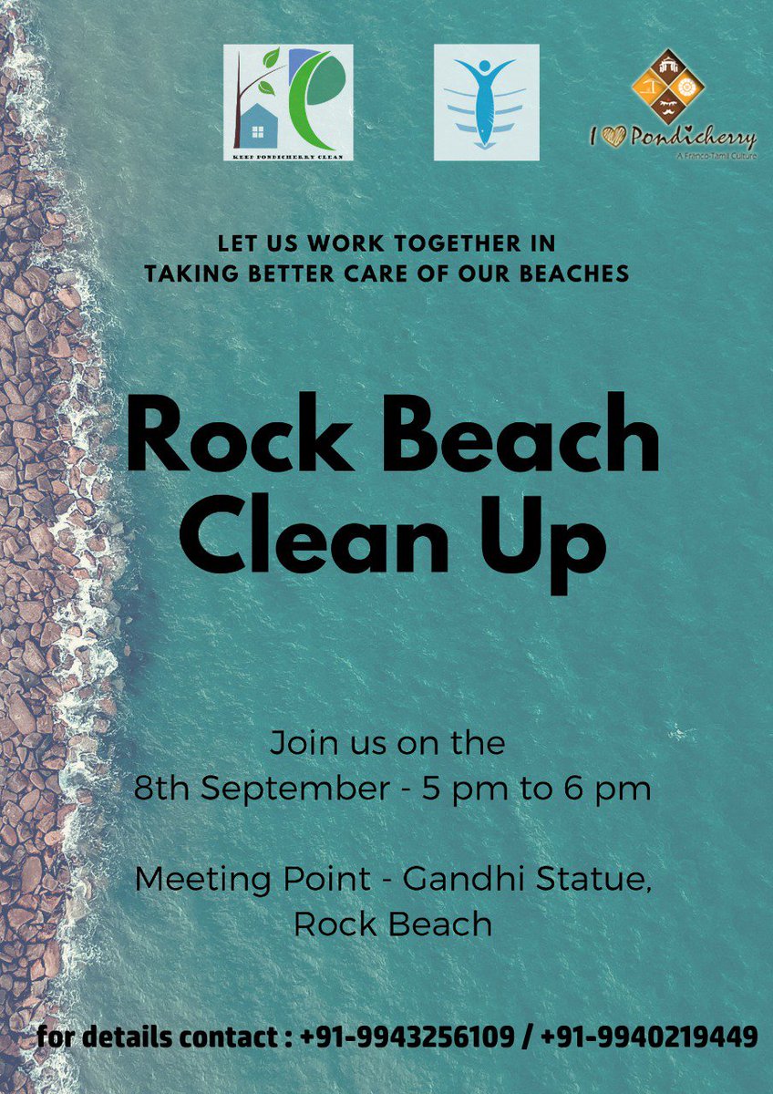 keeppondyclean's tweet photo. Join us for our weekly coastal clean ups at rock beach, Pondicherry!If you feel for our cause, get your friends together and join us every Sunday at 5pm at 📌 Rock Beach, Pondicherry. @hashpuducherry @MyPondicherry @ifp_india @pondytourism @skannanpondy @THPondy https://t.co/5mBcz8PwMB