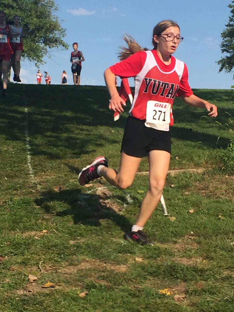 Janel Bussing competing in her first high school meet