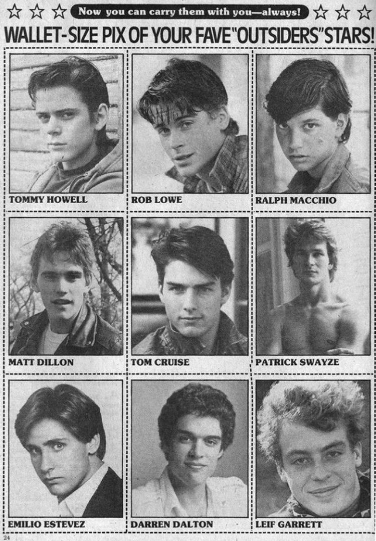 goodfarken's tweet photo. To celebrate TIFF, and the fact that Matt Dillon is in Toronto, today's Tee Bag of the Day celebrates the classic 1983 film The Outsiders. Wallet-sized pics of the not yet stars courtesy of @ThatEricAlper #TBOTD #goodfarkenbags #teebags #staygold #theoutsiders #TIFF #RIPJohnny https://t.co/gKv08MRNtA