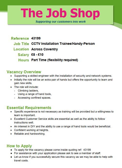 Jobs coventry part time