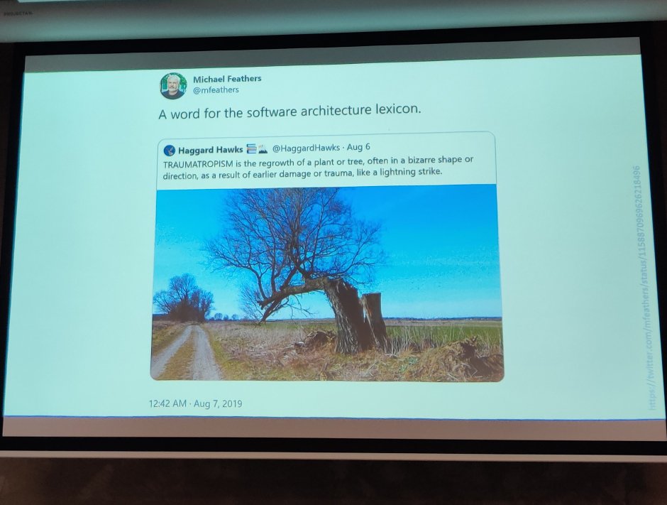 wouterla's tweet photo. @KevlinHenney speaking on 'code as life's at #expandconf https://t.co/4eRvGUmtvN