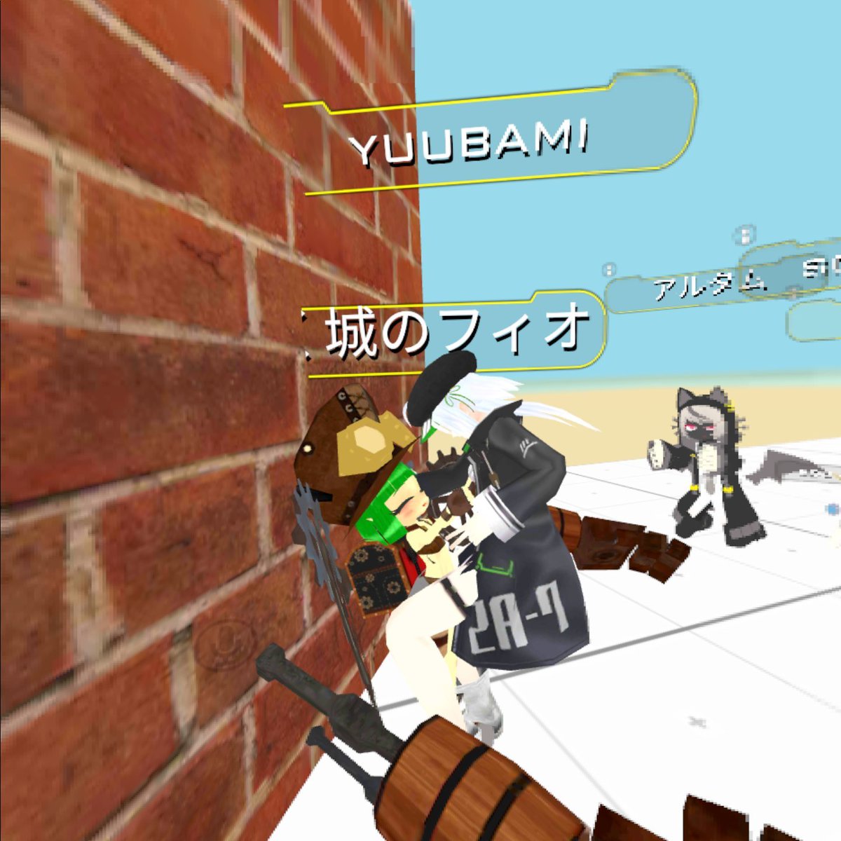 eikiti's tweet photo. 今日はフィオさんがQuestでInするってことで、Questラジオ体操ワールドの紹介してたよー
①にゃんてるを褒めまくるフィオさん
②ゆうばみさんの壁ドン！
③みんなで集合写真ー♪
④ログアウト後のシャッターチャンス！！！
 #今日のVRChat 
 #VRCQuest https://t.co/v0ADMnI08X