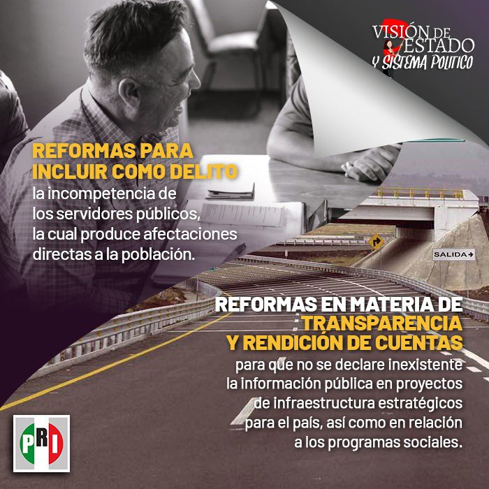PRI_Nacional's tweet photo. En la #AgendaLegislativaPRI vamos por el fortalecimiento de la transparencia y rendición de cuentas; y vamos a impulsar reformas para tener servidores públicos a la altura de los retos que enfrenta nuestro país. https://t.co/GJGkhPMPL0