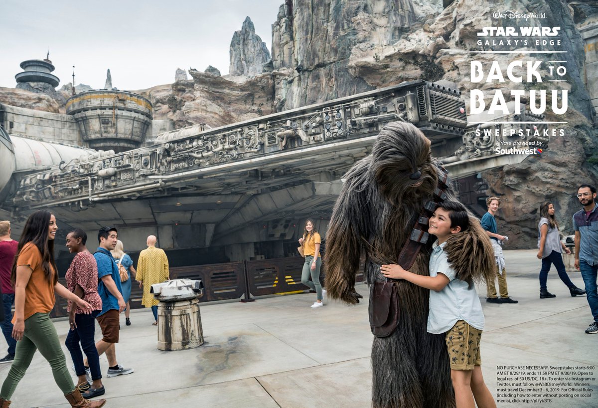 WaltDisneyWorld's tweet image. Ready to live your own Star Wars adventure? Visit Star Wars: Galaxy’s Edge at Walt Disney World® Resort now through 9/30 &amp;amp; share a photo of your experience plus #GalaxysEdge #BackToBatuu #Sweepstakes &amp;amp; tag @WaltDisneyWorld for a chance to return to Batuu. BacktoBatuu.com