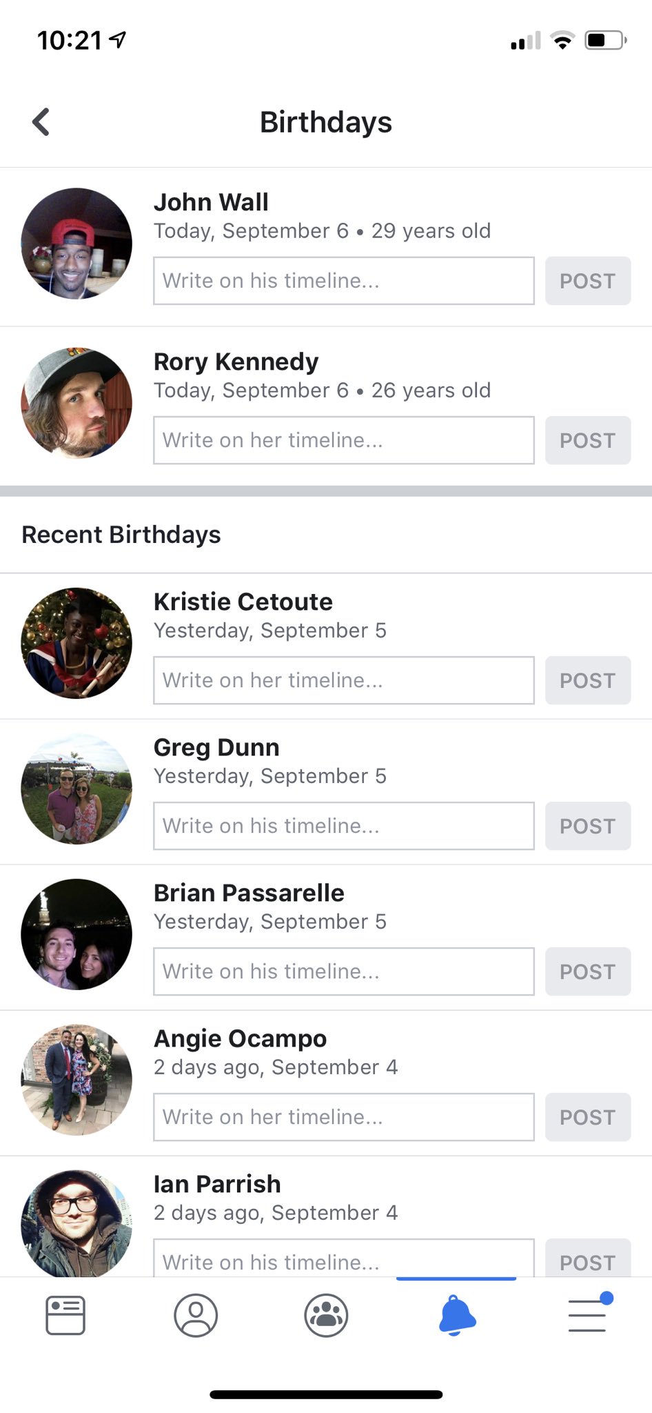 Yes John wall and I are Facebook friends but I don t write happy bday on his wall cause he s never written on mine 