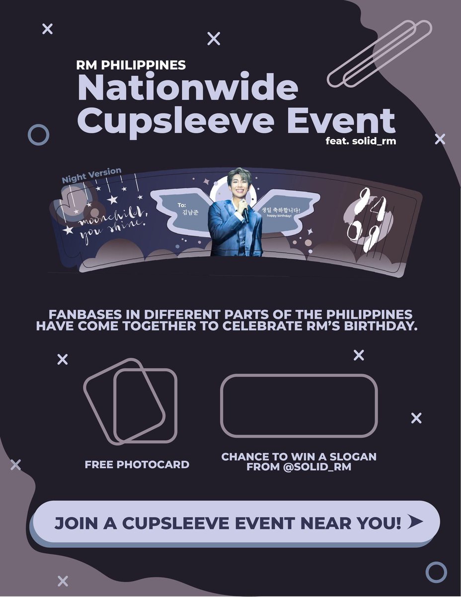 BTS_CDO's tweet photo. BTS CDO will be having the Cup Sleeve Event at Tea O’ Clock DV Branch on September 14, 2019! ✨

Further details will be posted soon. Stay tuned! ✊🏻💜

#BTSCDO #RMPhilippines

(Attached below are the following cafes that will participate in the event) https://t.co/cUVgw0M9Aj