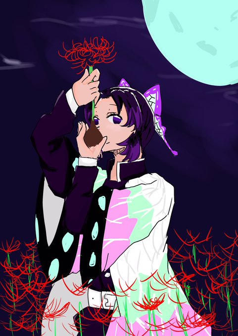 .NalさんがTwitterに投稿した胡蝶しのぶ(鬼滅の刃)のイラスト。