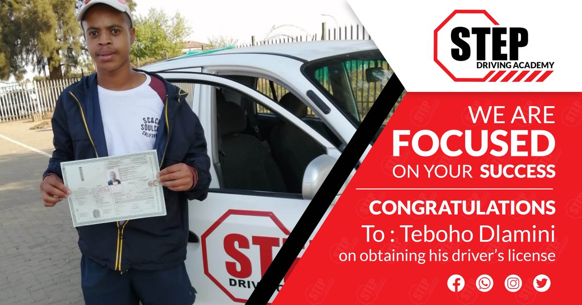 StepDriving's tweet image. Success story: Lets congratulate Tebogo Dlamini
on obtaining his driver’s license.

Be the next in line to obtain your own license with Step Driving School.

(link: stepdrivingschool.co.za) stepdrivingschool.co.za