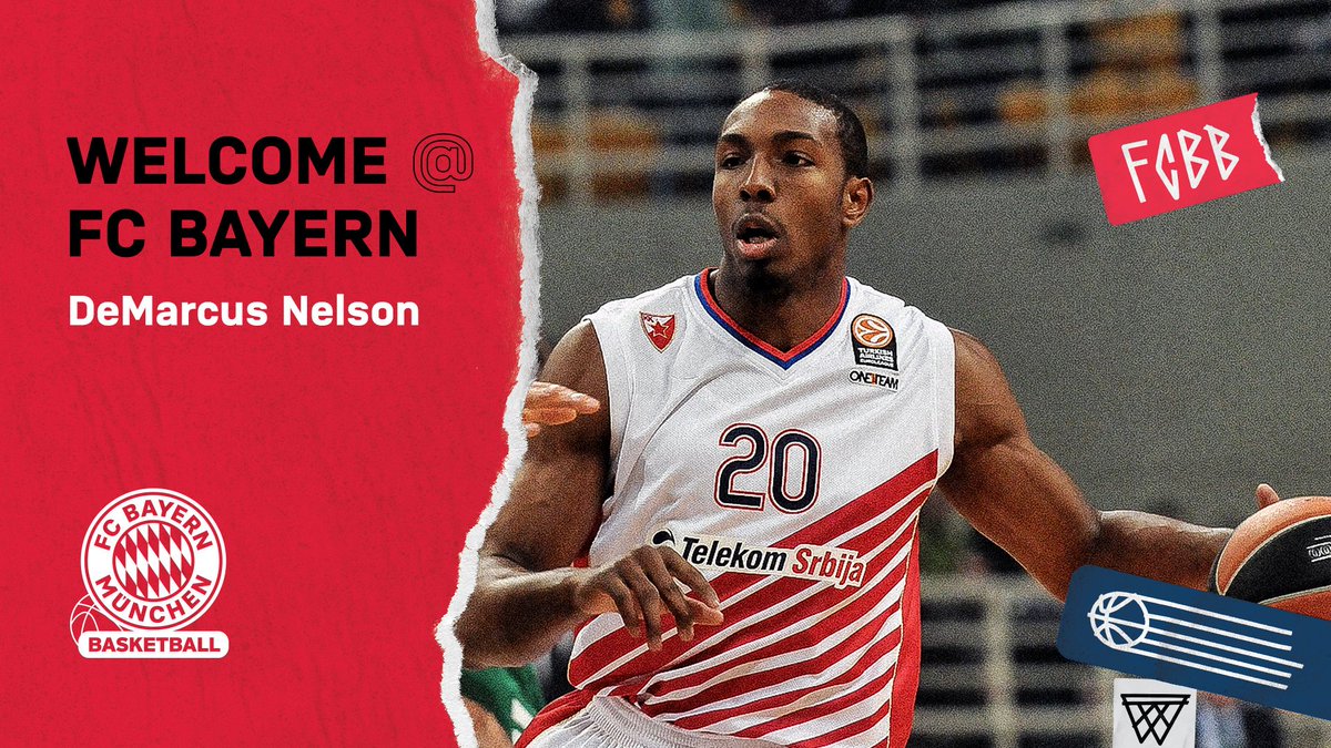 FCBBasketball's tweet photo. 🔴⚪ #WelcomeDeMarcus ⚪🔴

Wir verpflichten Frankreichs Finals-MVP. Mehr dazu » https://t.co/HfNyppFmqG

#DeMarcusNelson #FCBB #FCBayernBasketball #BBL #EuroLeague https://t.co/MJAfz35qBg