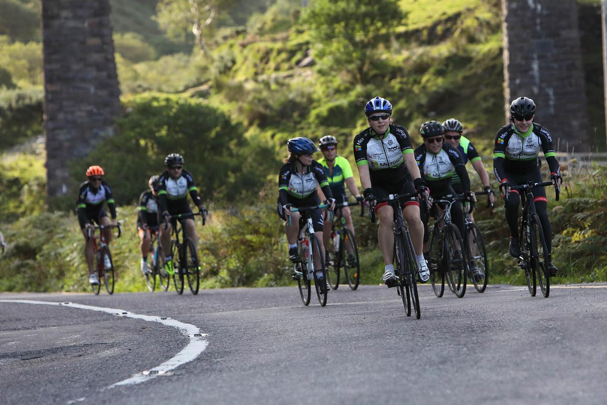 Microsoftirl's tweet photo. Well done to our 73 cyclists &amp; 19 crew who've arrived in Ballybunion, completing the 355km #WildAtlanticWay challenge. Our team crossed the finish line of the sixth Microsoft #Cycle4LauraLynn bringing the total funds raised for @LauraLynnHouse to €400,000+ since 2014! https://t.co/PyP74uOuEZ
