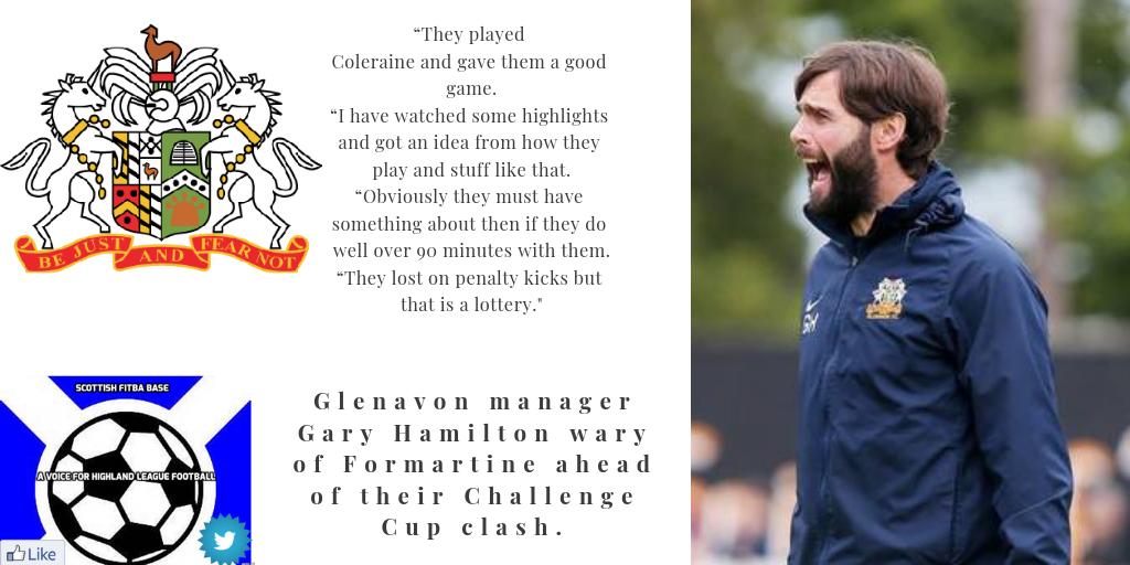 ⚽️⚽️ Glenavon manager Gary Hamilton wary of Formartine United ahead of tomorrow's Challenge Cup clash with them.