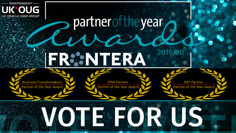 Frontera_Conslt's tweet photo. The UKOUG Partner of the Year Awards shortlist has been revealed and we’re finalists for the Business Transformation, EPM, and ERP Partner of the Year Awards. As our valuable customers, you can support us by voting for us to win gold: https://t.co/jdpavL9bpf https://t.co/8w4KjmgGcx