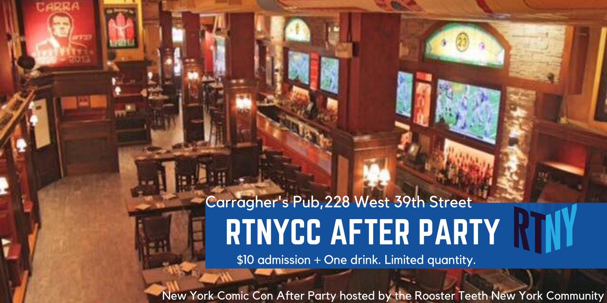 ChaosAndBagels's tweet photo. Our #NYCC Party will be on Saturday October 5th from 7:30pm-11:30pm at Carragher's Pub &amp; Restaurant. Tickets will cost $10 and include a free drink. Full details: https://t.co/4W9Xw4k2mj  #RTNYCC #NYCC2019 #NYCC19 https://t.co/g2cItQstnx