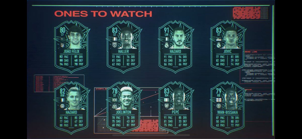 stagenplays's tweet photo. CONFIRMED ONES TO WATCH!!!! #fifa20 #fifa20ratings #fifa20OTW #OTW #FUTOTW #futinvesting https://t.co/yaVT4RxLxG
